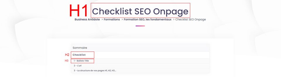 balises h1 h2 h3 structure optimisee